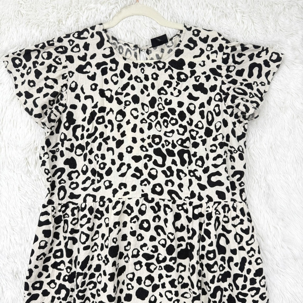 Who What Wear Linen Blend Dress XXL Black White Animal Print Pockets Modest - Picture 5 of 11
